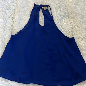 Lily White Blue Backless Sleeveless Tank Top